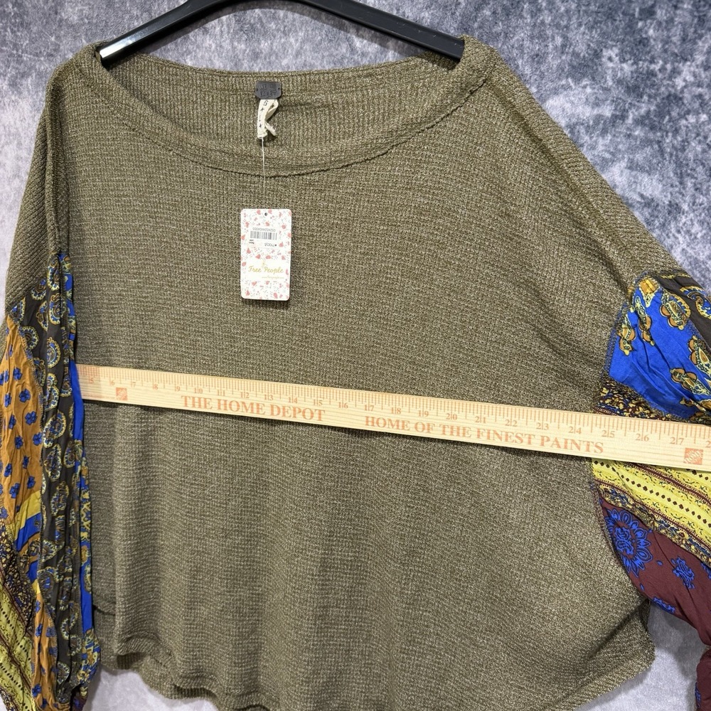 We The Free People Floral Paisley Sleeves Thermal Knit Style Blouse Sleeves L - Picture 9 of 11